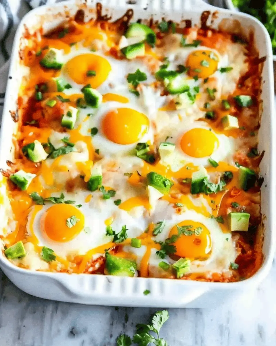Cheesy Baked Huevos Rancheros Casserole with Turkey Bacon Delight